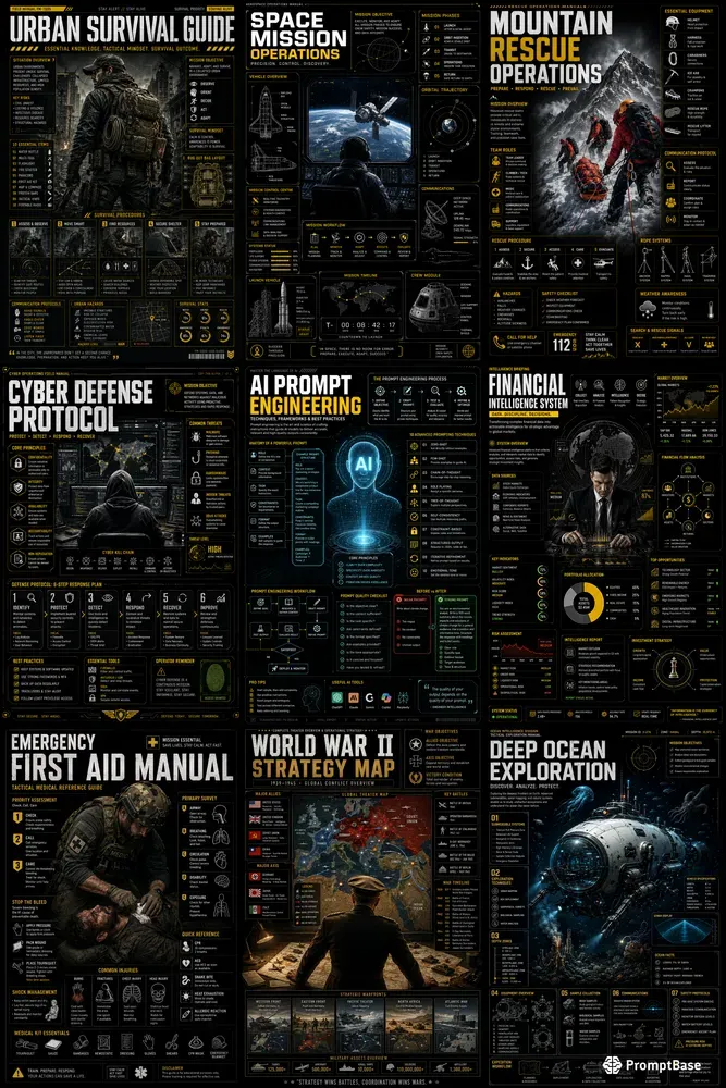 Tactical Black Infographic Posters