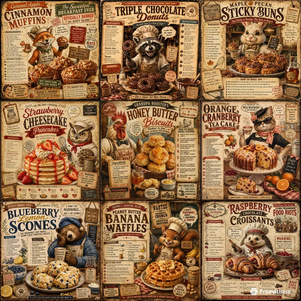 Vintage Satirical Recipe Posters
