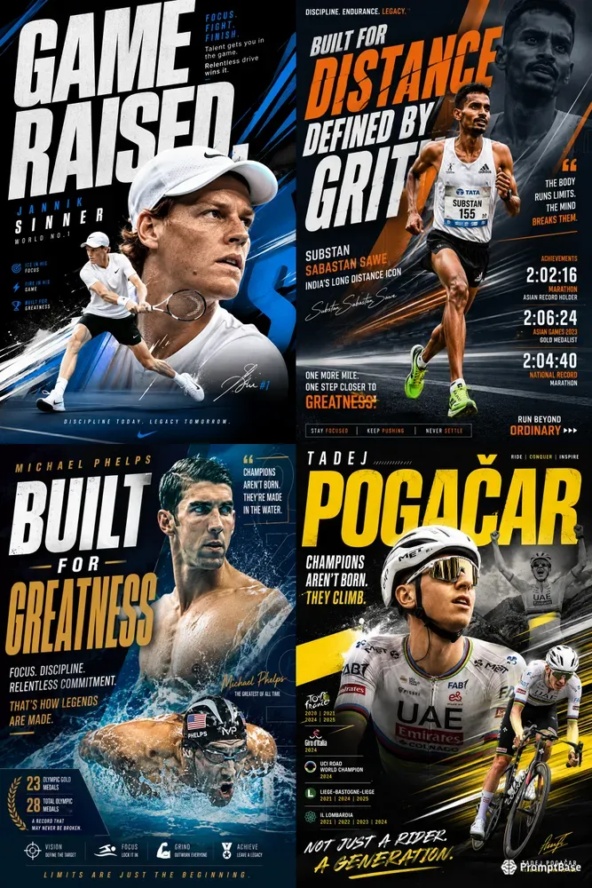 Dynamic Sports Typography Posters