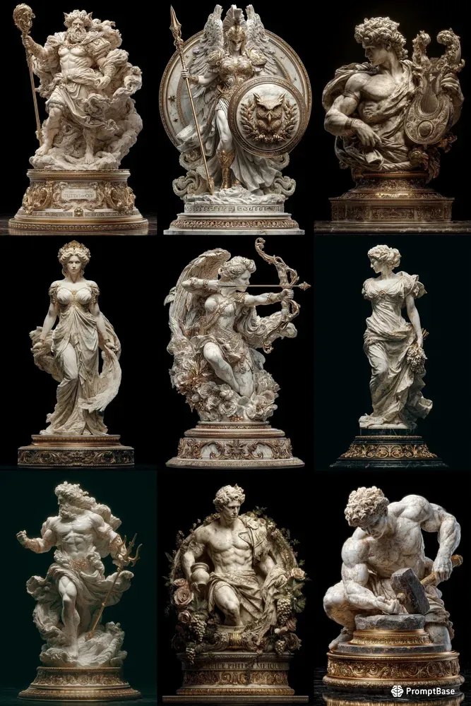 Ultra Classical 3D Marble Gods