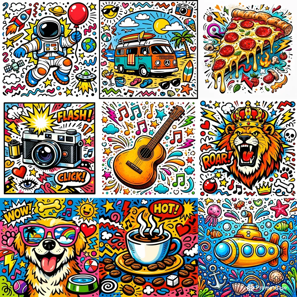 Playful Pop Art Doodle Illustrations