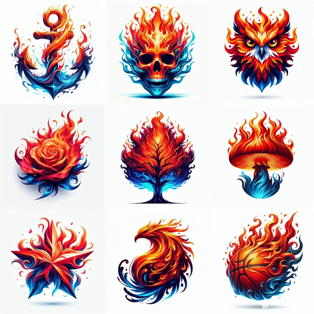 Dynamic Flame Themed Logos