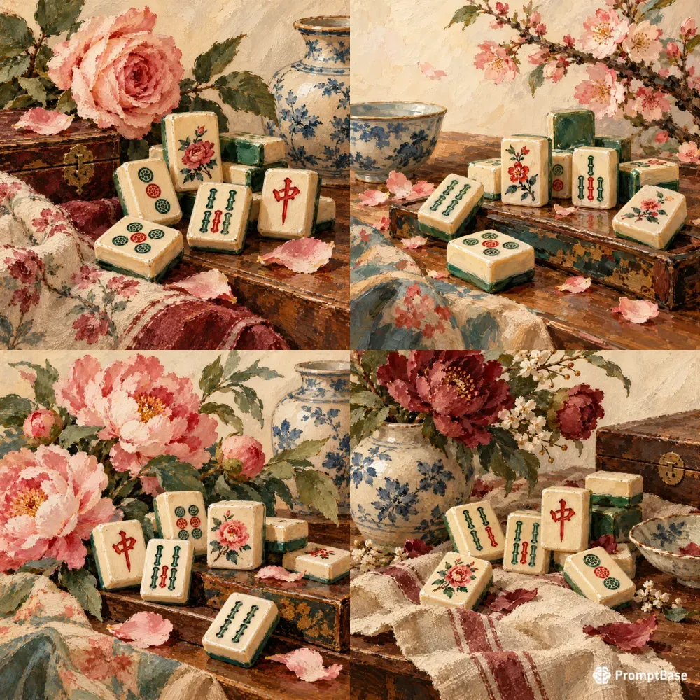 Mahjong Handpainted Gouache Wall Prints