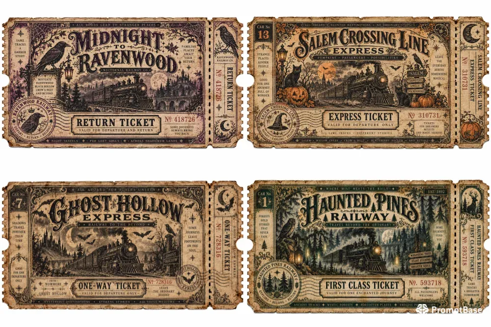 Spooky Train Ticket Ephemera