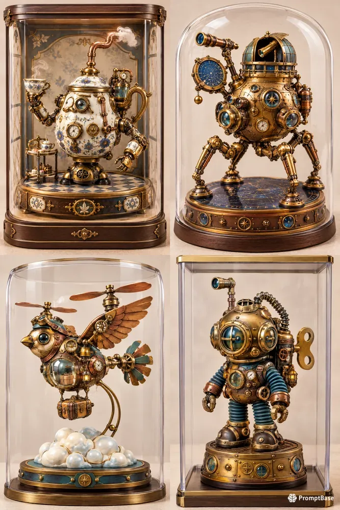 Mechanical Oddities Steampunk 3D Figures