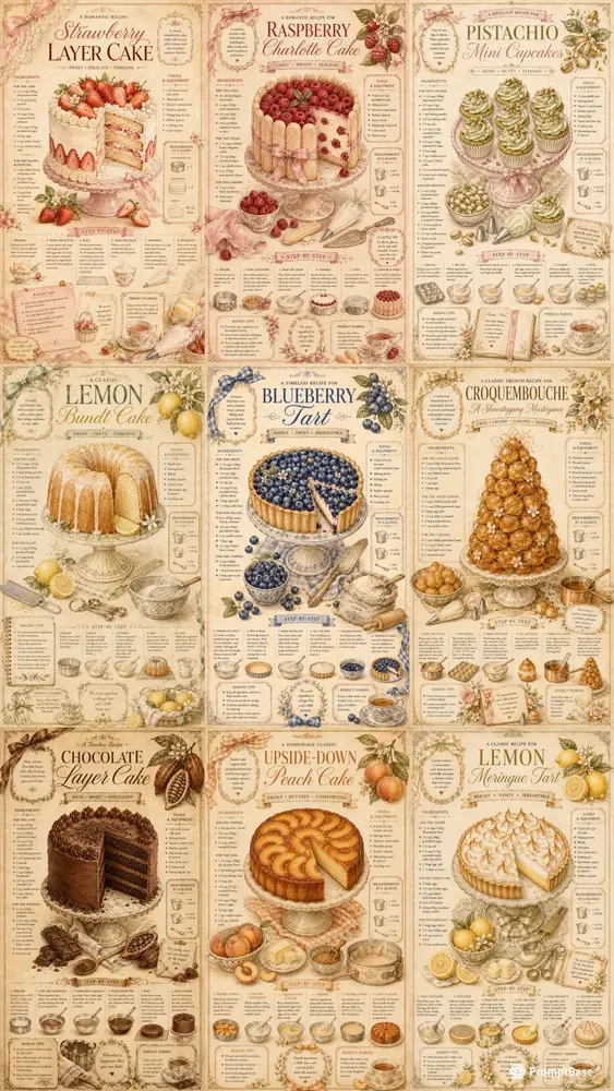 Vintage Cake Recipe Magazine Infographics