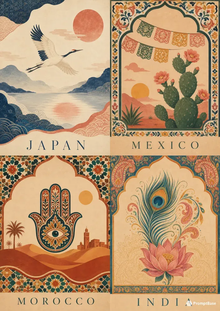 Minimalist Folk Art Country Posters