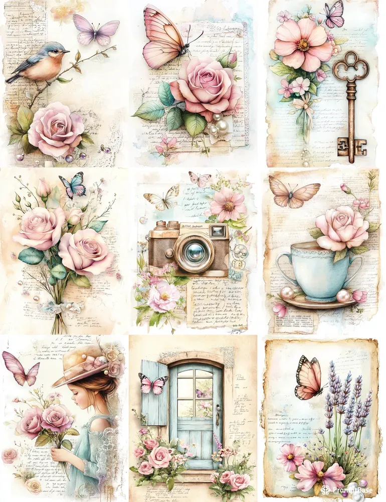 Romantic Rose Shabby Chic Ephemera