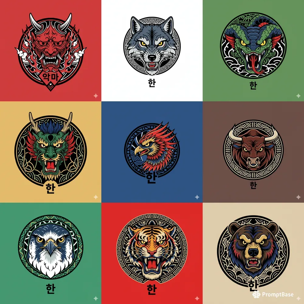 Traditional Japanese Tattoo Art Logos