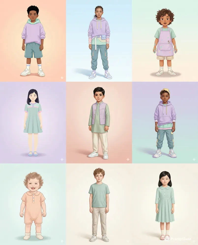 Pastel Kids Fashion Editorial Photos