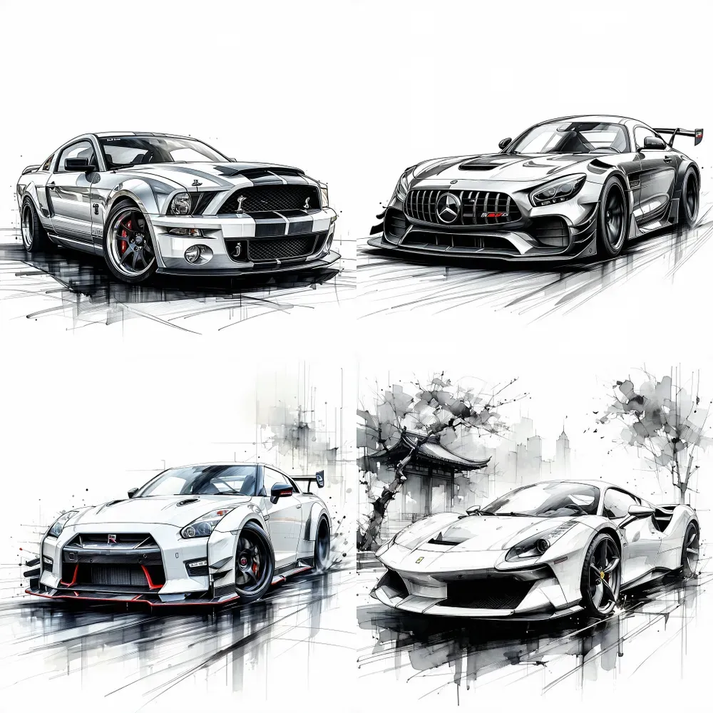 Luxury Car Sketch Art