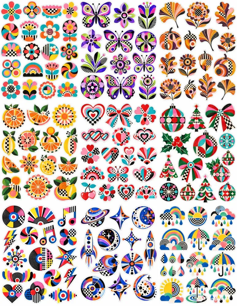 Mod Sixties Collage Stickers