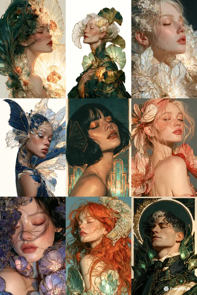 Luminous Stained Glass Fantasy Portraits