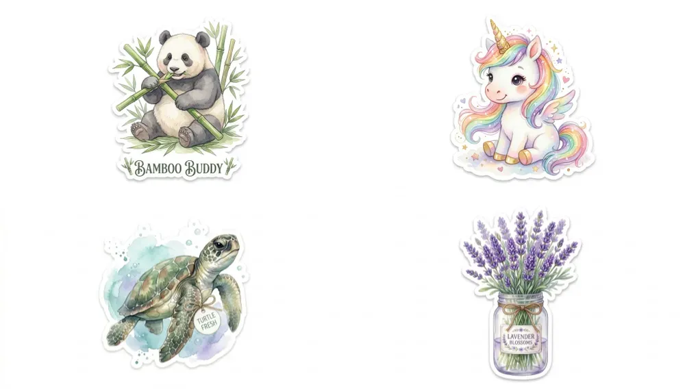 Pastel Watercolor Diecut Stickers