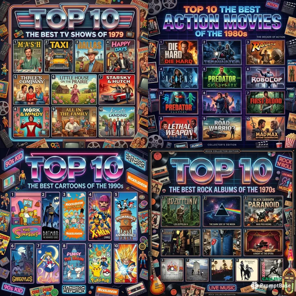 Retro Top 10 Infographic Posters