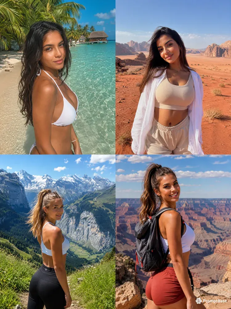 Photorealistic Travel Influencer Photos
