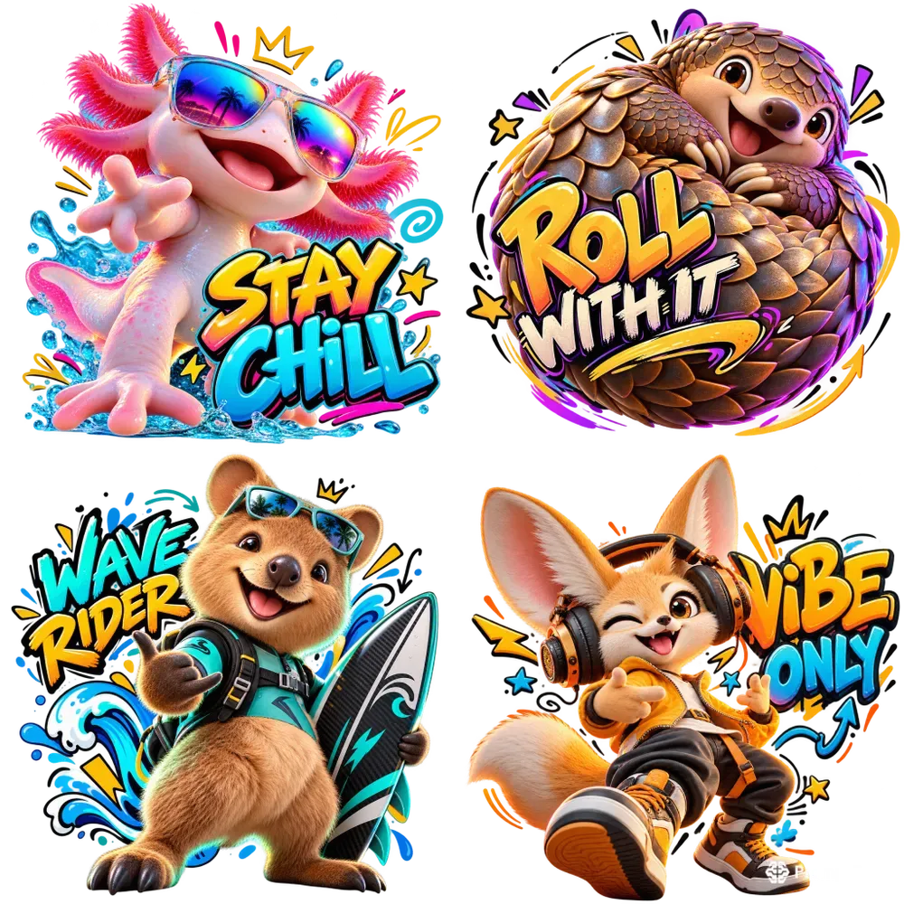 3D Animal Pod Sticker Illustrations