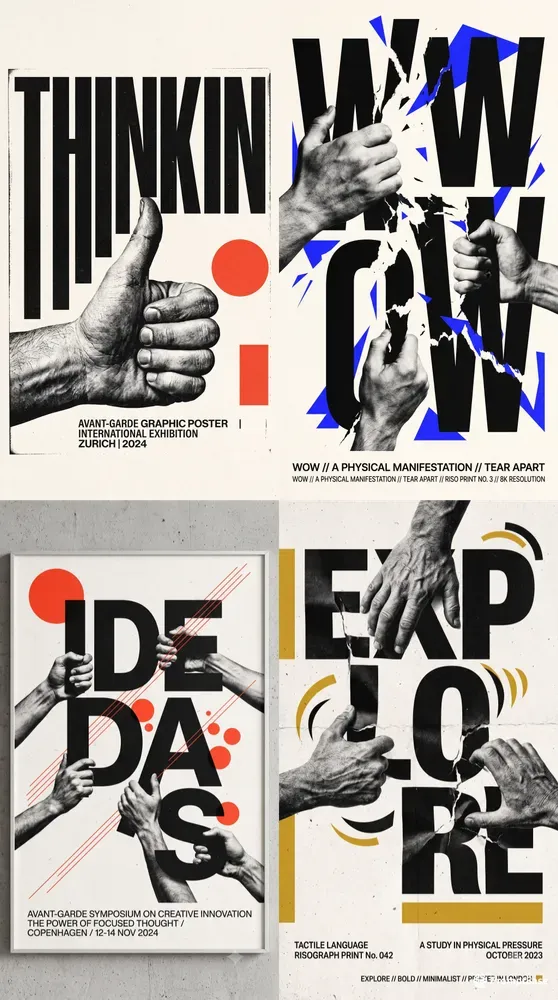 Tactile Typography Swiss Collage Posters
