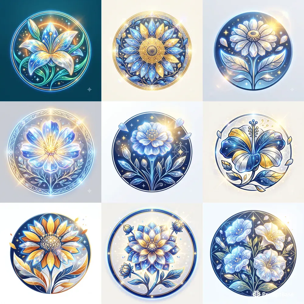 Modern Neon Summer Floral Emblems