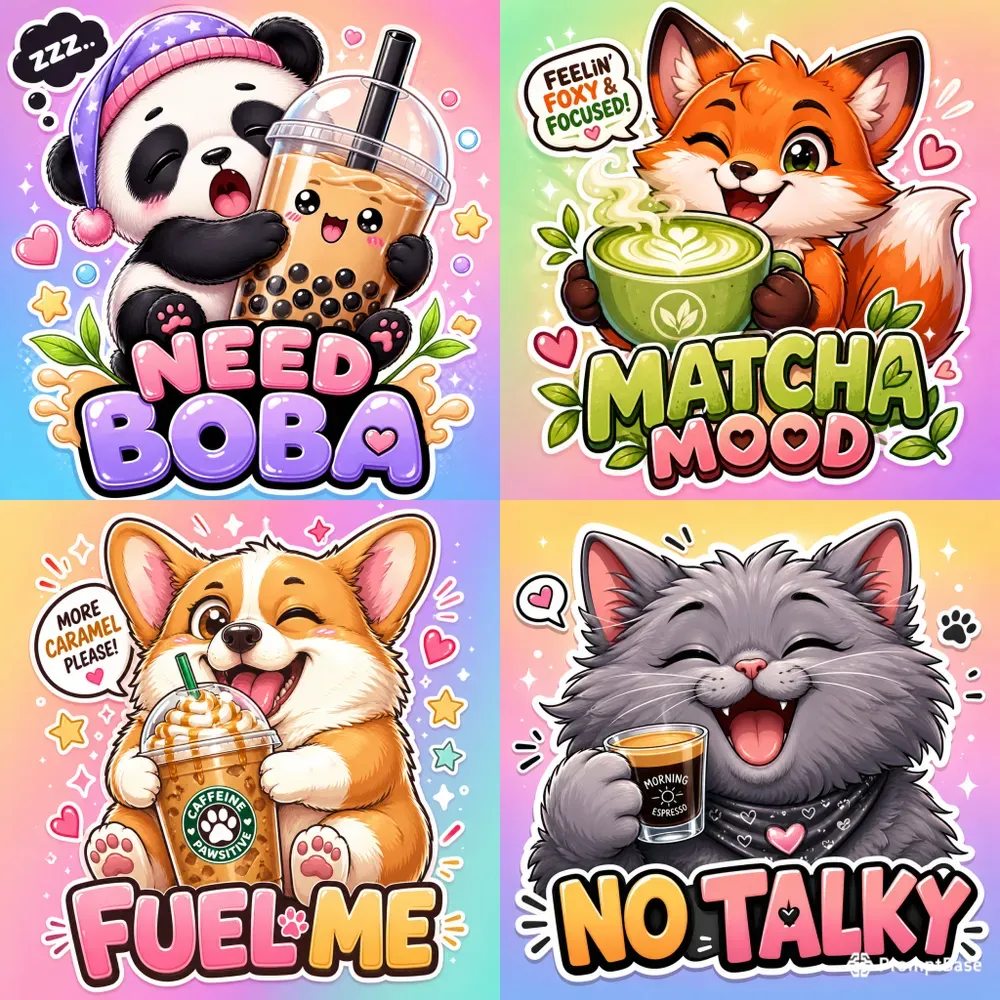Cute Animal Drink Stickers