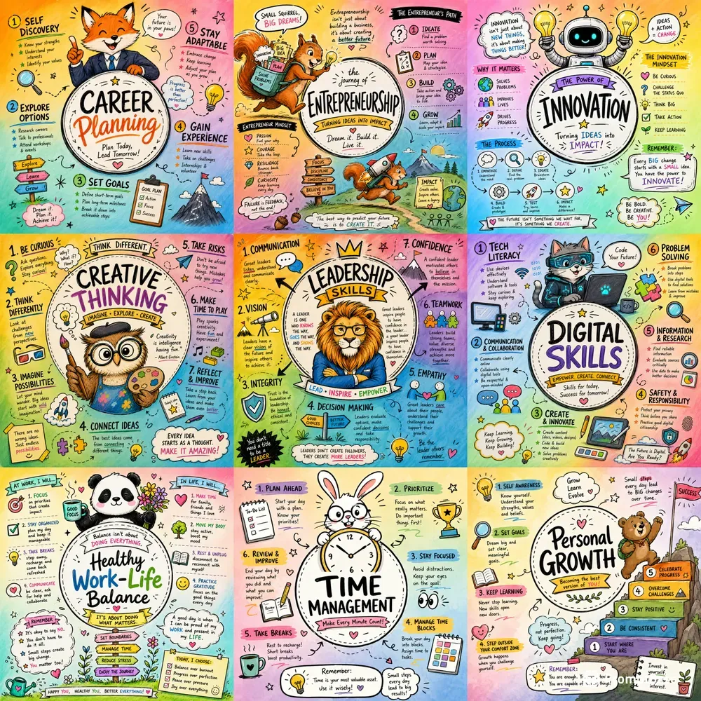 Whimsical Career Sketchnote Posters
