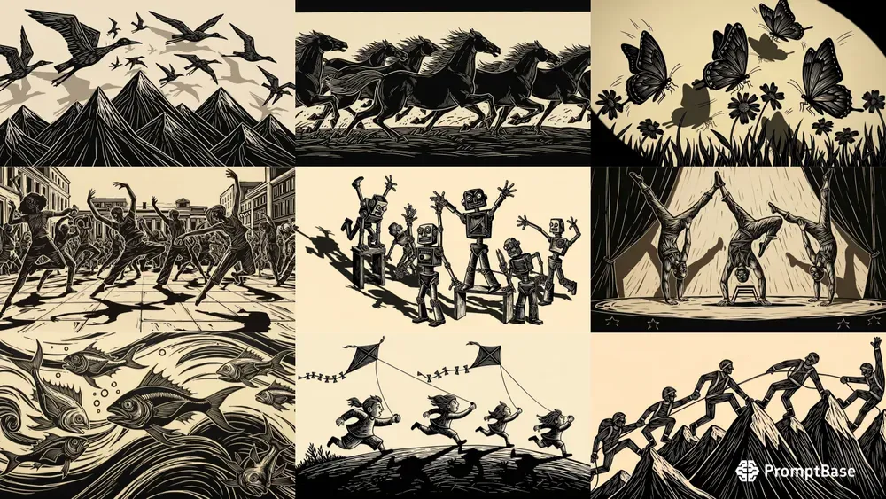 Dynamic Linocut Scenes