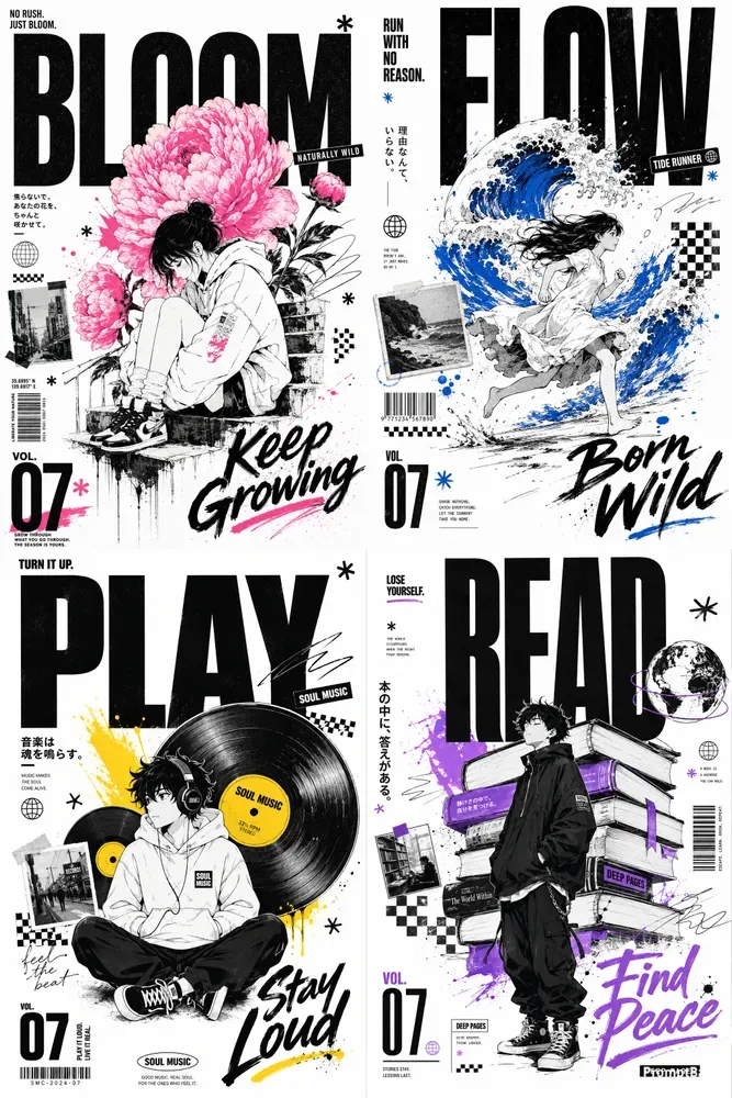 Modern Graphic Designs Meet Manga Art