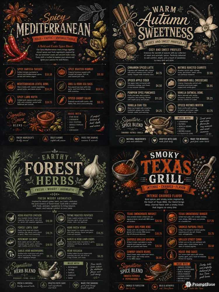 Professional Chalkboard Menu Infographics