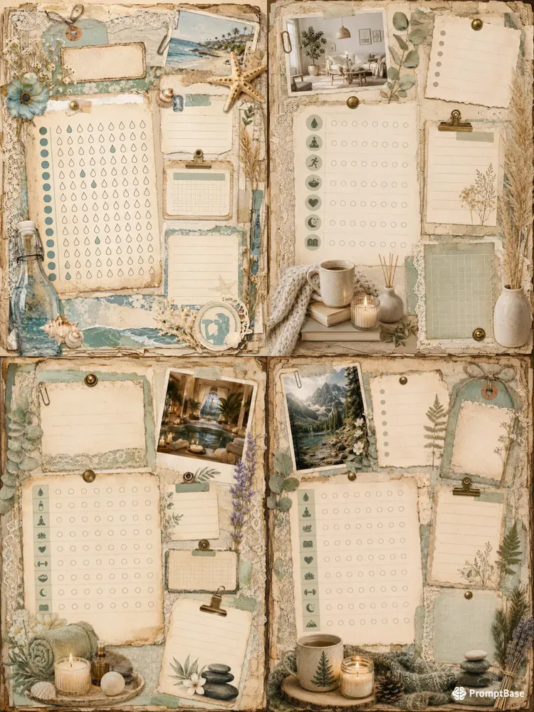 Wellness Tracker Junk Journal Pages