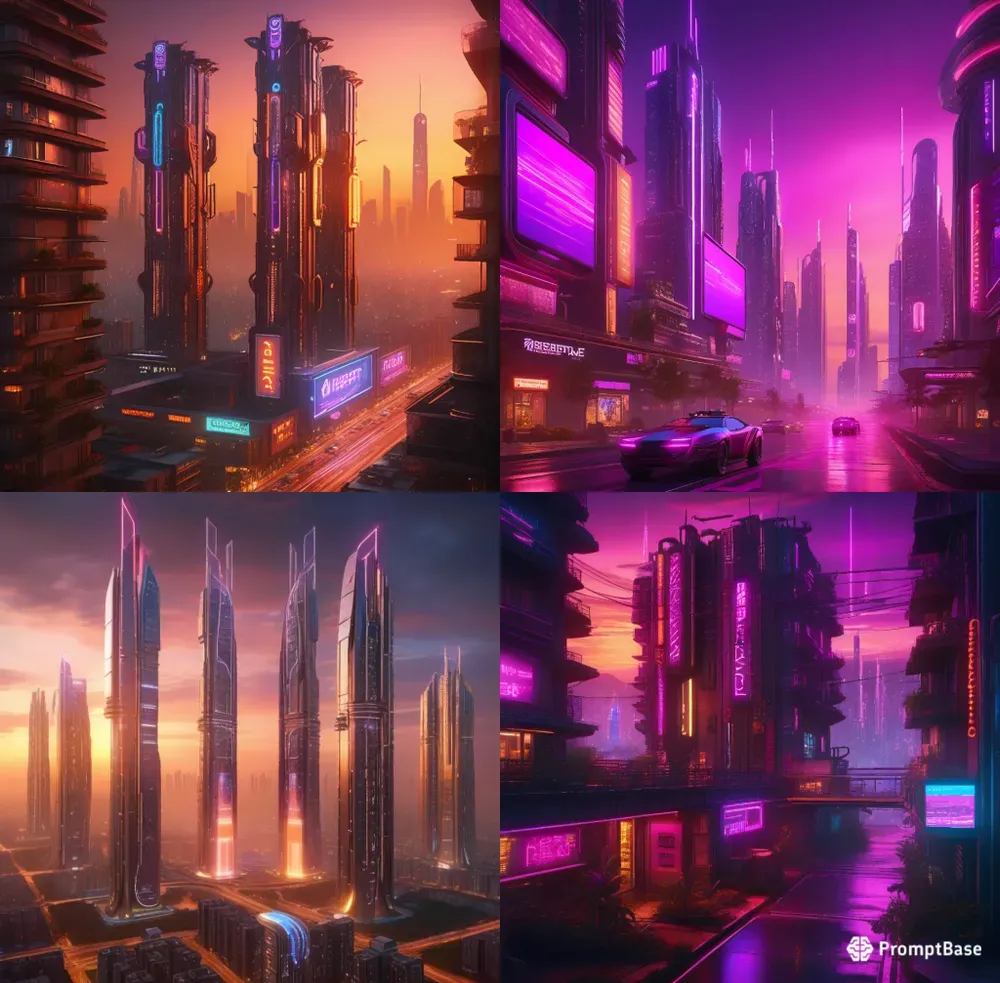 1000 Neon City Sunsets
