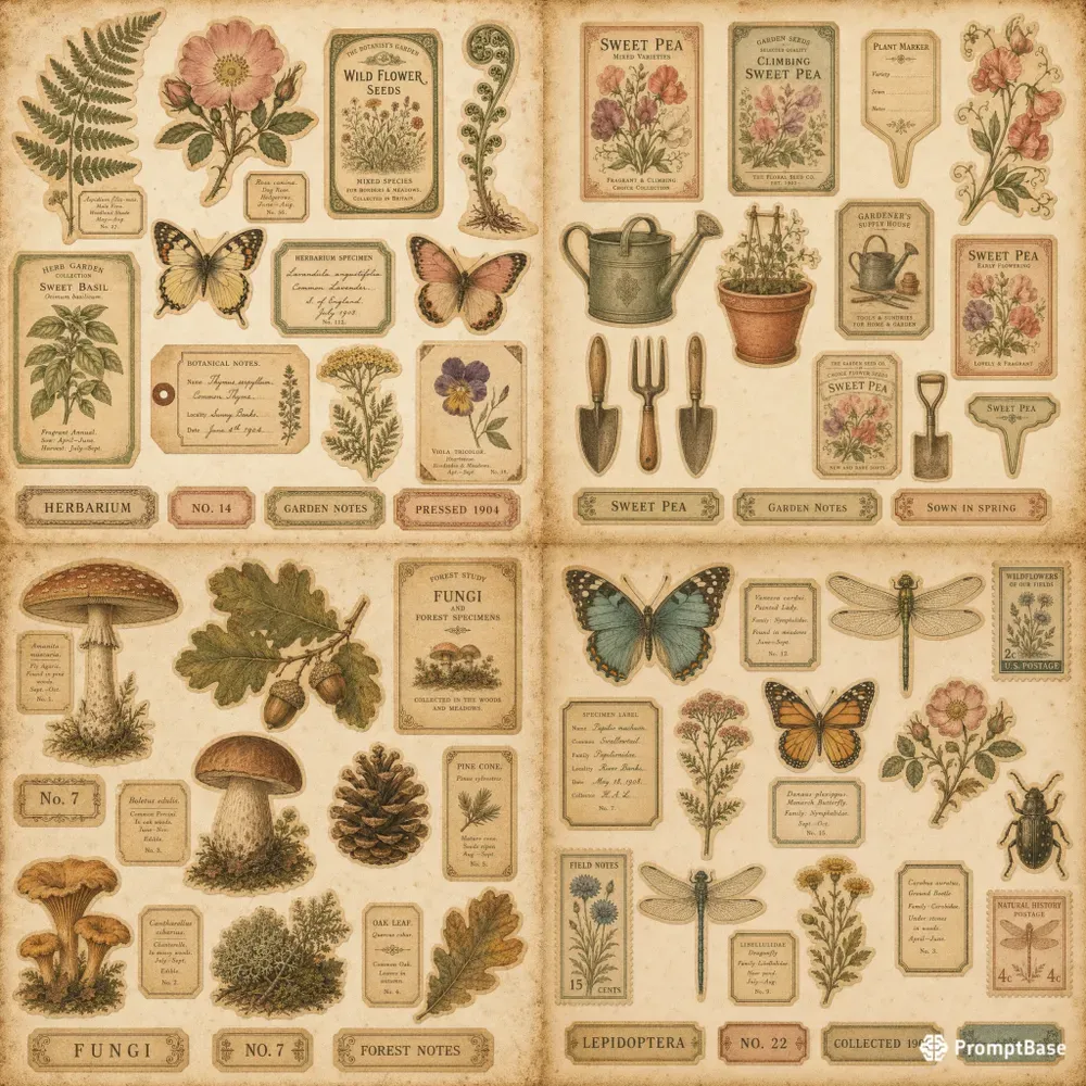 Vintage Botanical Journal Ephemera
