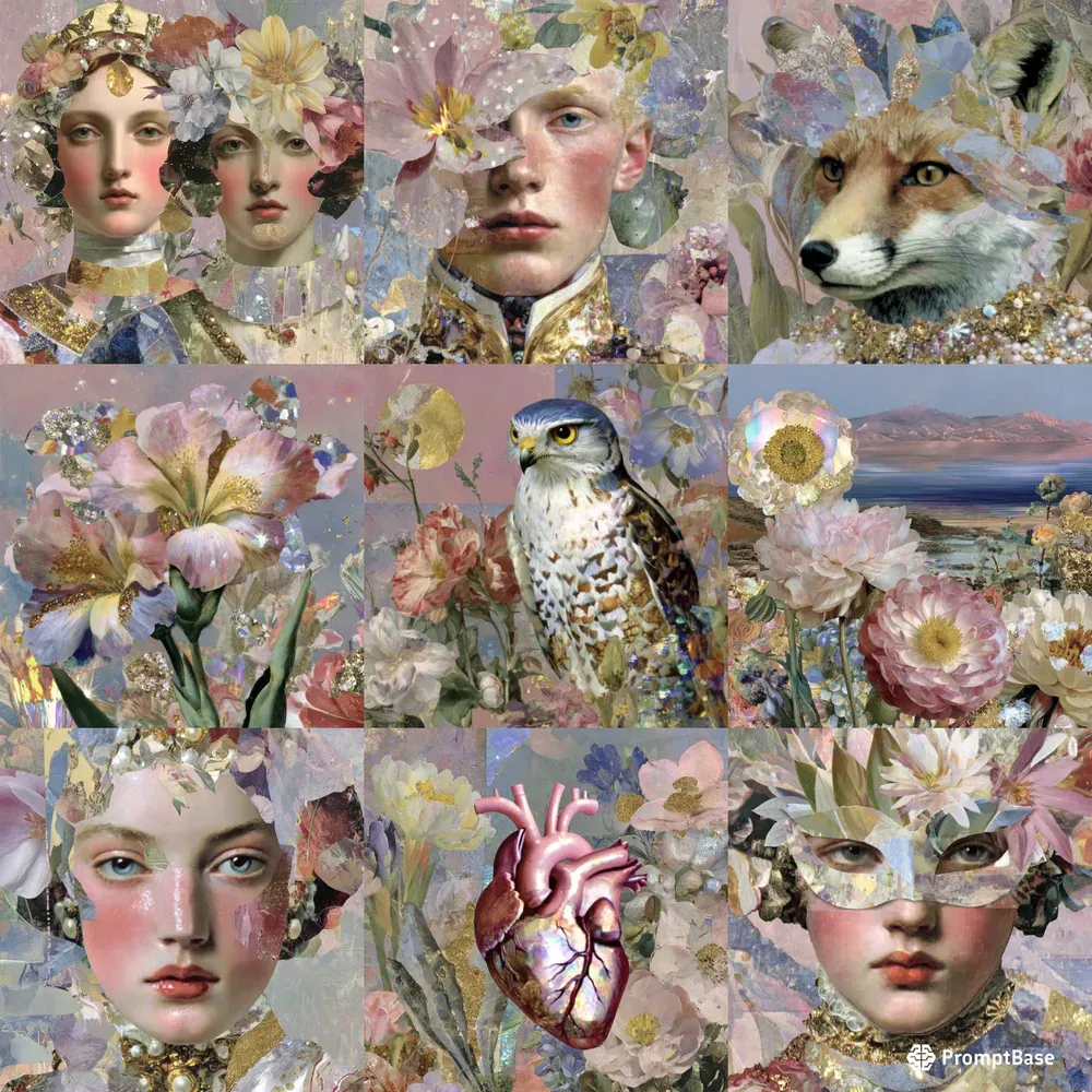 Painterly Floral Collage Portraits