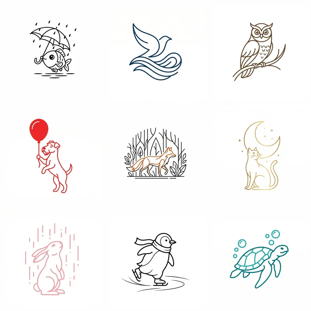 Minimal Line Art Character Illustrations