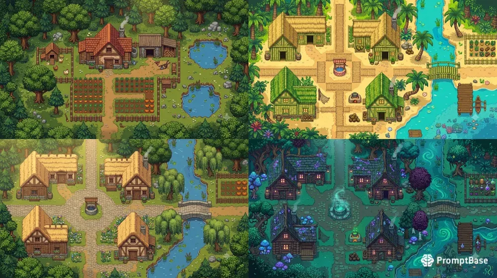 Cozy Topdown RPG Pixel Art Scenes