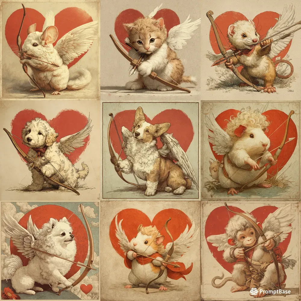 1950s Cupid Pet Poster Squares