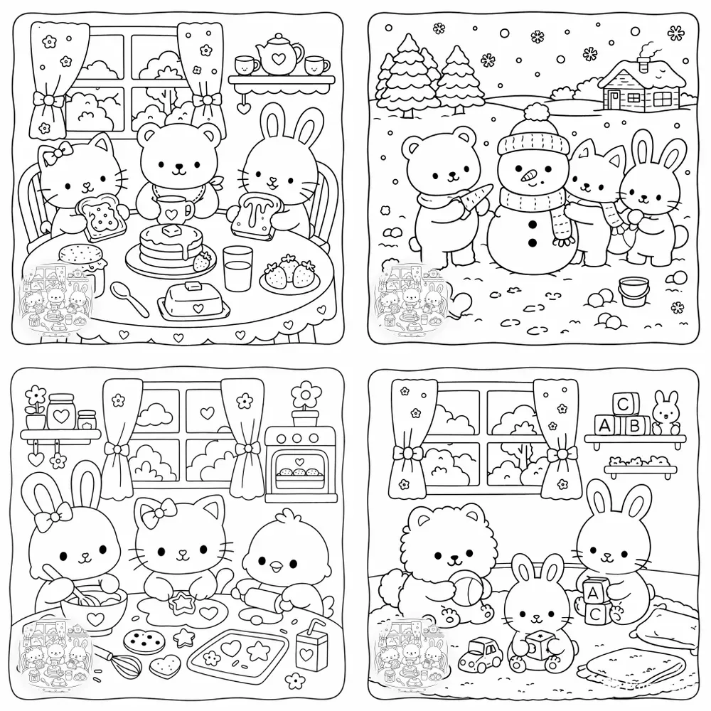 Adorable Kawaii Animals Coloring Pages