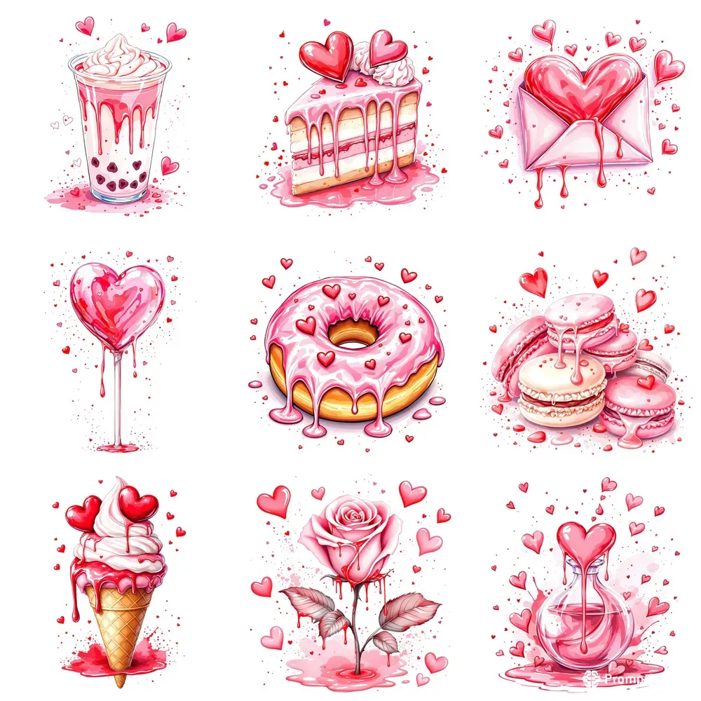 Romantic Heart Valentines Illustrations