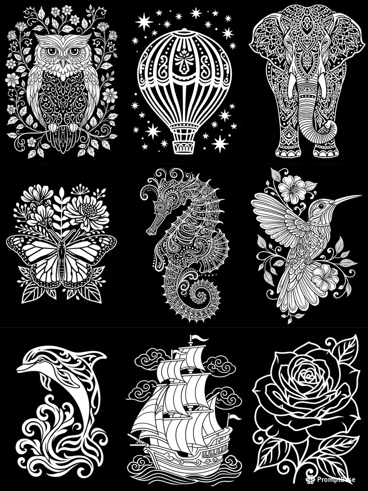 Black Background Coloring Book Pages