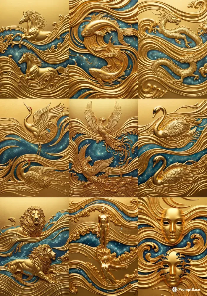 Golden Sculpted Flow Forms