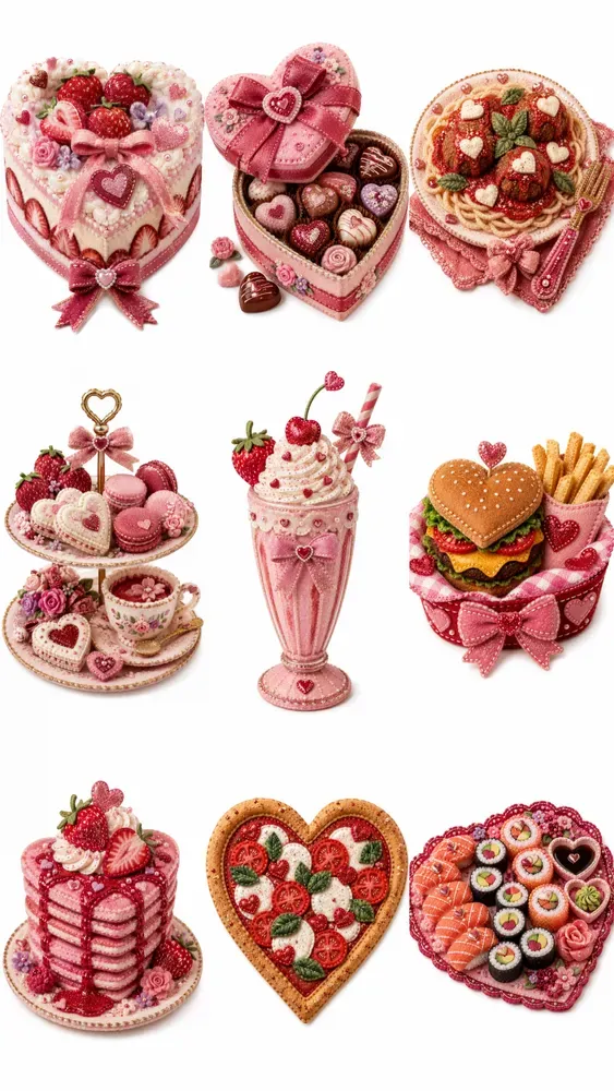 Felt Glitter Valentines Food Cliparts