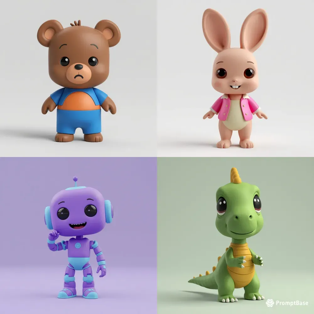 Cute 3D Clay Mascot Characters