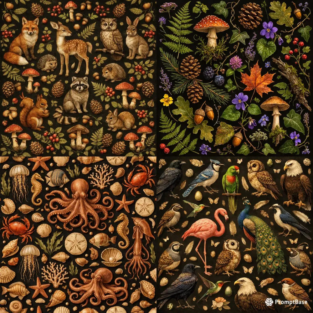 Vintage Animal Object Patterns
