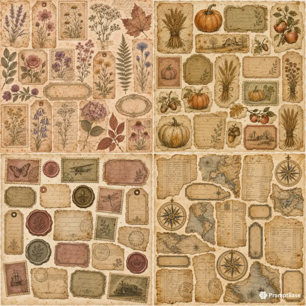 Vintage Ephemera Collage Sheets