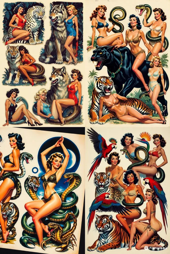 Retro Pinup Animal Sheets