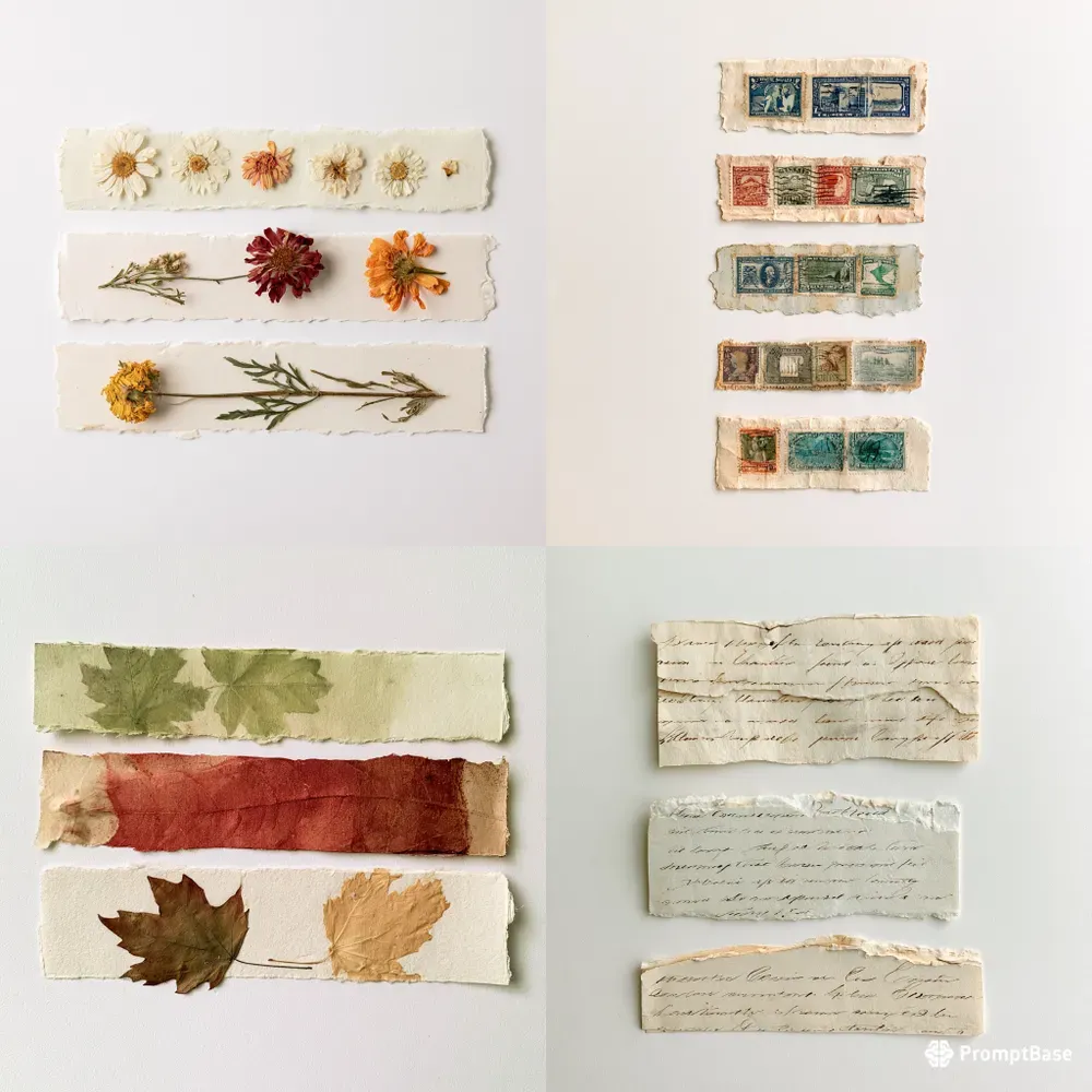 Vintage Digital Washi Tape Strips