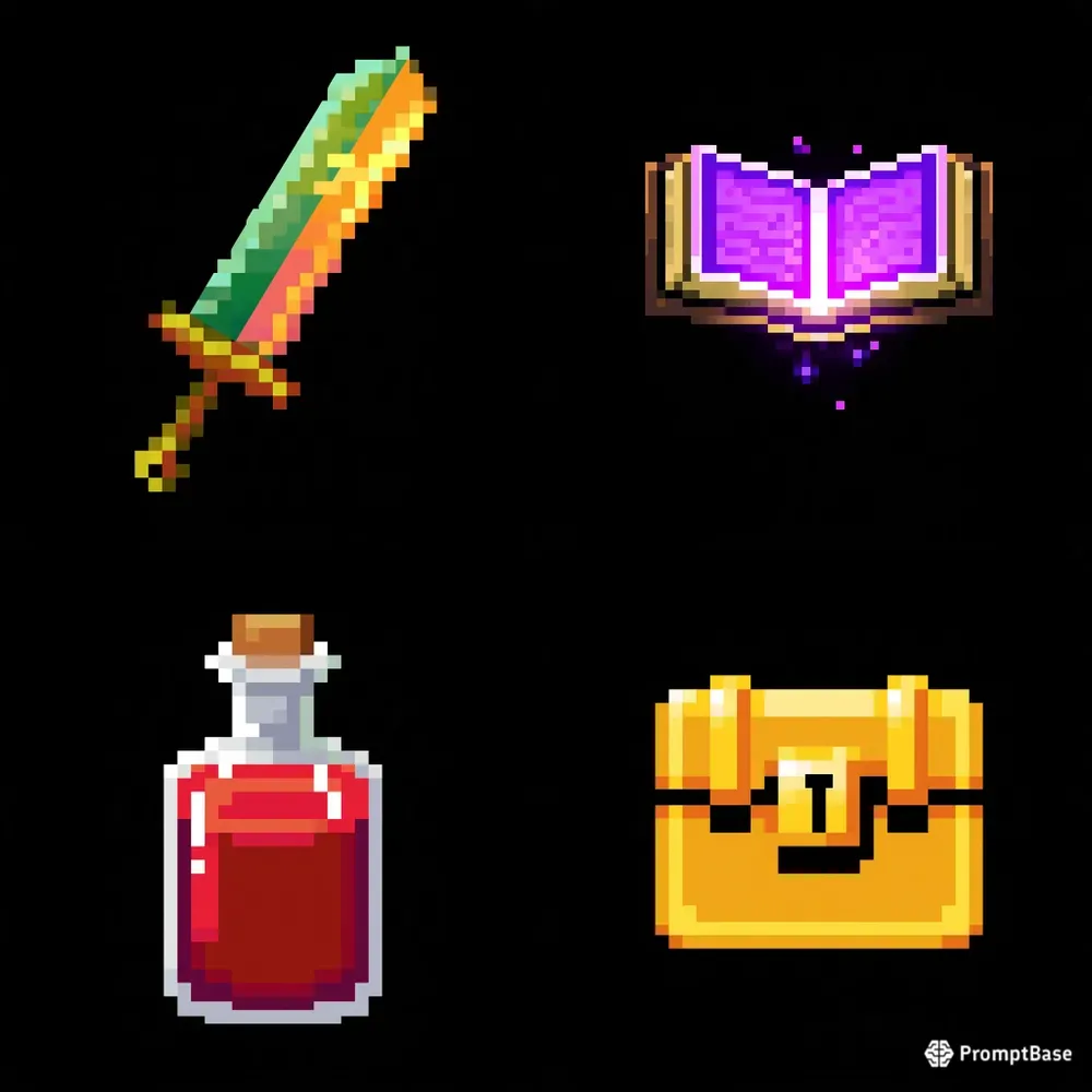 16bit Retro Pixel Art Game Icons
