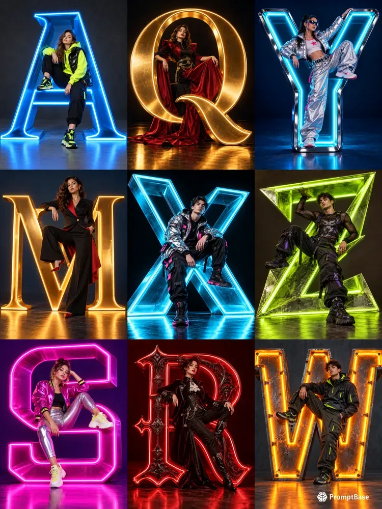 3d Glowing Neon Letters In Modern Fashion