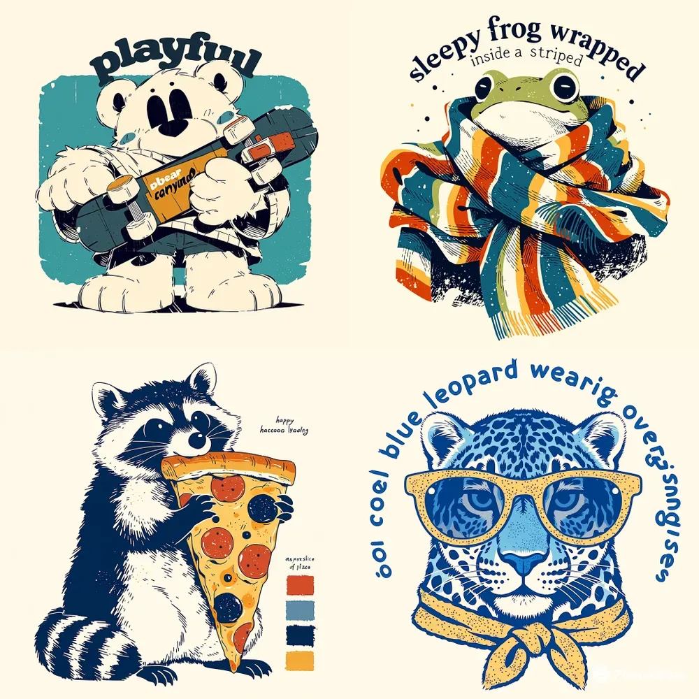 Retro Doodle Mascot Tshirt Designs