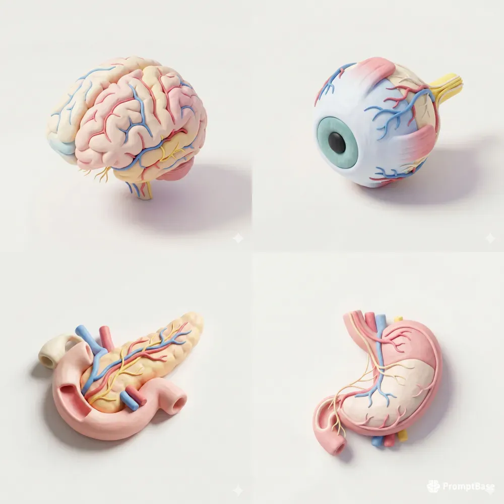 3D Claymorphism Human Anatomy And Organs