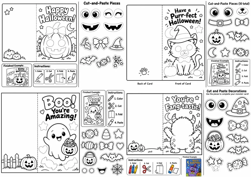 Halloween Cut Paste Gift Card Maker